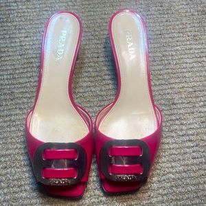 Red Prada kitten heels